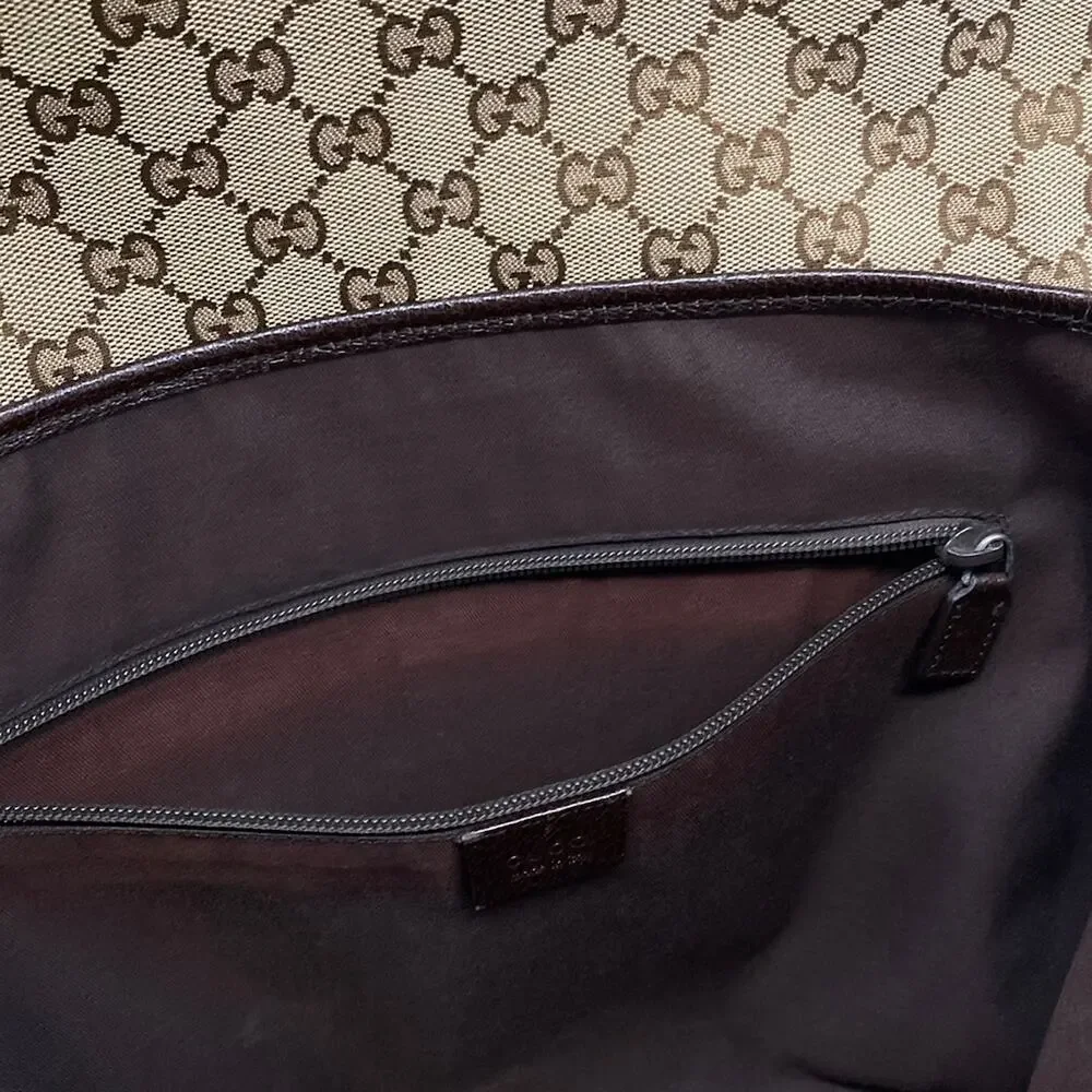Gucci GG/Shelly Shoulder Bag 233052 Beige Dark Brown Jacquard Leather - Picture 14 of 15